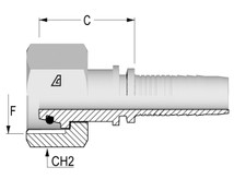 Alfagomma H1221613-1236 Metric O-Ring Female Swivel 24 Deg Seat, DIN 3865 Heavy, 3/4", 19.0 mm