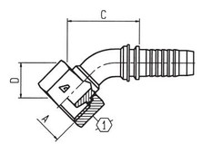 H1221343-1026 45 Deg Metric Swivel Female Multiseal, DIN 3868 Solid Bent Tube, 0.63", 15.9 mm