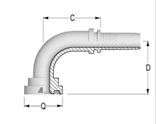 Alfagomma H1243390-0808 90 Deg O-Ring Flange SAE J518 Code 61 Solid One-Piece, 1/2", 12.7 mm