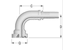 Alfagomma H1243690-2024 90 Deg O-Ring Flange SAE J518 Code 62 Solid Bent Tube, 1 1/4", 31.8 mm