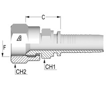 Alfagomma H1226511-0808 JIC Female 37 Deg Seat, Double Hex, 1/2", 12.7 mm