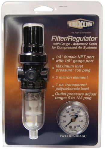 Dixon B07-202AGC 1/4" Carded Mini Filter / Regulator