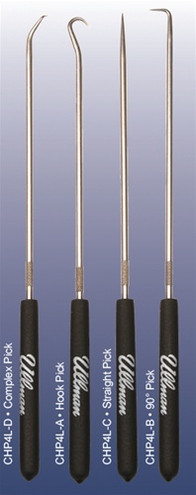 Ullman CHP4-L 9-3/4" Long,4-piece Hook and Pick Set with Textured Cushion Grip Handles