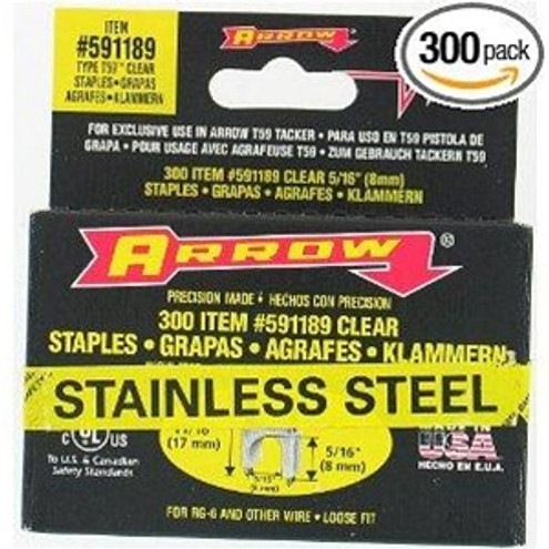 Arrow Fastener 591189SS T59 5/16 Inch (8mm) X 5/16 (8mm) Staples