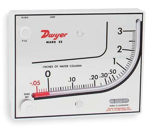 Dwyer MARK II M-700PA Molded plastic manometer, 10-0-700 Pa, red oil