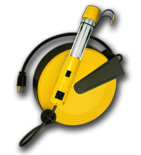 Bayco SL-825 13 Watt Fluorescent Work Light - 40' 16/3 w/Magnet & Tap on Metal Retractable Reel