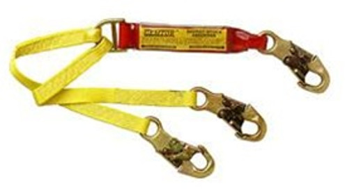 Lanyard, 100% tie-off, Energy Absorbing, sewn to D-ring, #3155 on 1 end, #3129 on other ends