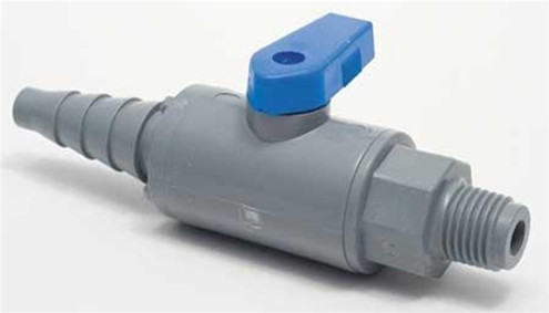 SMC PVC 638-TB6M-F Ball Valve, 3/8 In, Barb x MNPT , PVC