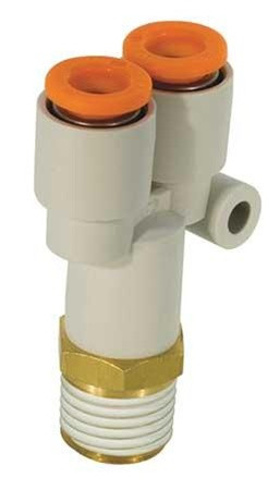 SMC KQ2U07-02S Male Branch Y, 1/4 x 1/4 In, Tube x R(PT)