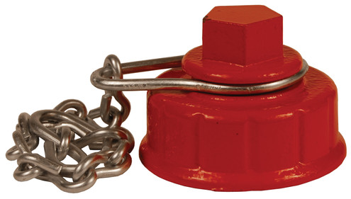 Dixon IHC250F 2-1/2" NH PENTAGON HYD CAP PAINTED WITH CHAIN & RNG-IRON