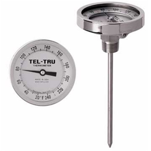 TEL-TRU GT300 Back Connect Thermometer, 3 inch dial, 0/200 degrees F
