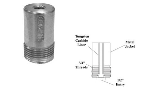 Clemco 01351 CT-2 Tungsten Carbide Lined Metal Jacketed Short Straight Barrel Nozzle