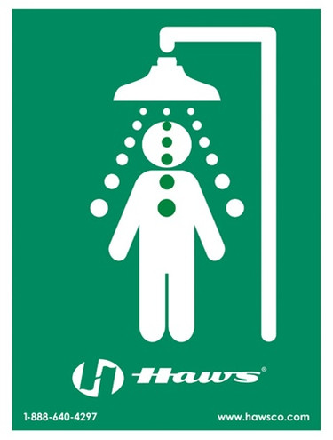 Haws SP177 vertical universal emergency body spray sign