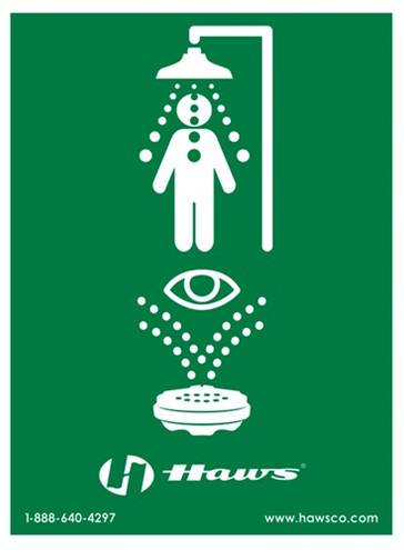 Haws SP178 vertical universal combination emergency shower and eyewash sign