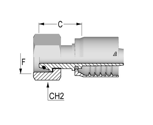 Alfagomma C12221613-0416 Metric Swivel Female O-Ring 24 Deg, 0.25", 6.40 mm Seat DIN 3865 – Heavy