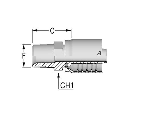 Alfagomma C12210710-0402 BSP/JIS Solid Male Tapered, 0.25", 6.40 mm