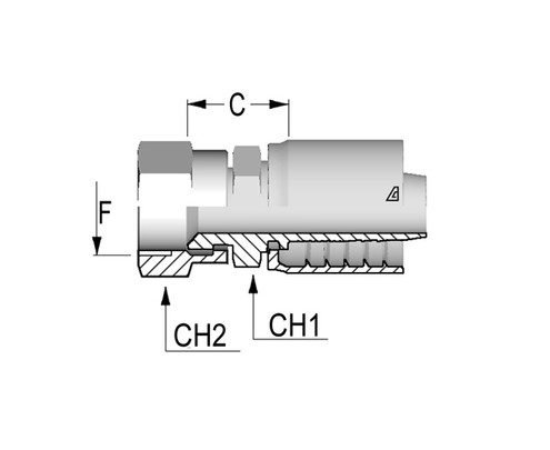 Alfagomma C12226611-1212 SAE Female Swivel 45 Deg Seat, 0.75", 19.00 mm