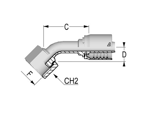 Alfagomma C12222441-0404M 45 Deg ORFS Female Solid Bent Tube, 0.25", 6.40 mm
