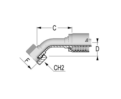 C12420843-1012 45 Deg BSP O-Ring Female Swivel 60 Deg Cone Solid Bent Tube, 0.62", 15.90 mm