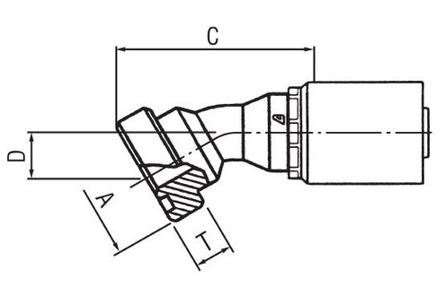 Alfagomma C12443330-1212 30 Deg O-Ring Flange SAE J518 Code, 0.75", 19.00 mm 61 Solid Bent Tube