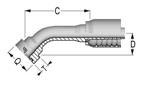 C12643940-1212 45 Deg SUPERCAT Flange 6000 PSI for Ultra High Pressure Hoses, 3/4", 19.0 mm