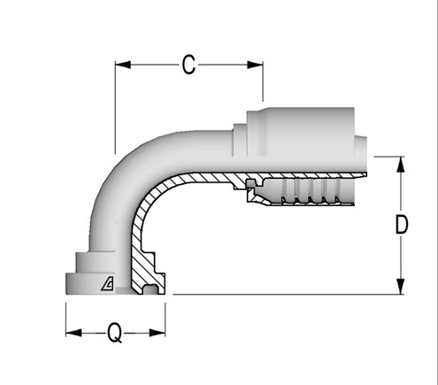 Alfagomma C12443390-1616 90 Deg Flange SAE J518 Code 61 Solid Bent Tube, 1.00", 25.40 mm