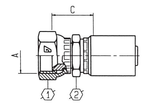 Alfagomma C12426611-1212 SAE Female Swivel 45 Deg Seat, 0.75", 19.00 mm