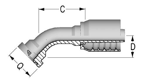 C12643640-1216 45° Flange SAE J518 Code 62 for Ultra HPH, 3/4", 19.0mm Ultra HPH