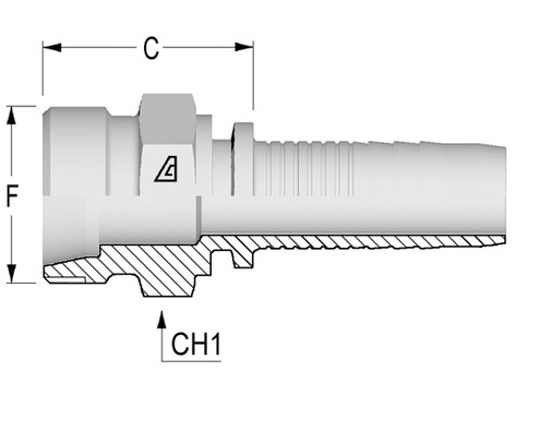 Alfagomma H1211110-0616 Metric Solid Male 24 Deg Seat DIN, 3853 Light, 0.38", 9.5 mm