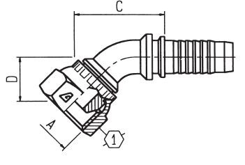 Alfagomma H1220841-1212 45 Deg BSP O-Ring Female Swivel 60 Deg Cone Solid Bent Tube, 3/4", 19.0 mm