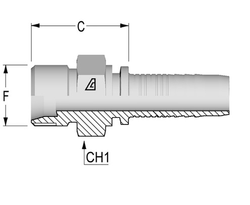 Alfagomma H1213B10-0404 Bite Type Tube Fitting, 1/4", 6.4 mm