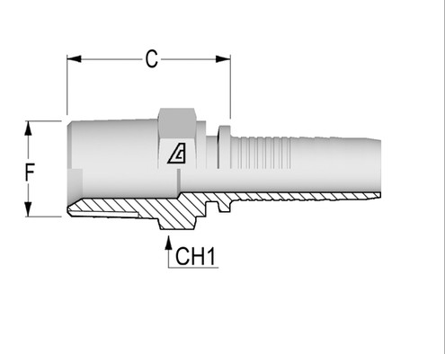 Alfagomma H1212810-0402 NPTF Solid Male 60 Deg Seat, 1/4", 6.4 mm