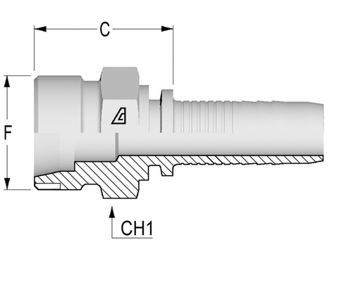 Alfagomma H1211210-2052 Metric Solid Male 24 Deg Seat, DIN 3853 Heavy, 1 1/4", 31.8 mm
