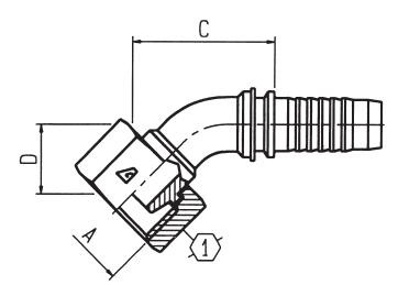 H1221343-0622 45 Deg Metric Swivel Female Multiseal, DIN 3868 Solid Bent Tube, 0.38", 9.5 mm