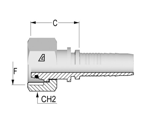 Alfagomma H1221513-1230 Metric O-Ring Female Swivel 24 Deg Seat, DIN 3865 Light‡, 3/4", 19.0 mm