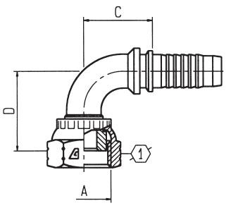 Alfagomma H1222491-0808S 90 Deg ORFS Female Swivel Solid Bent Tube, ISO 1, 2151-1, 1/2", 12.7 mm