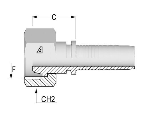 Alfagomma H1221813-0624 Metric Female French Type, 0.38", 9.5 mm