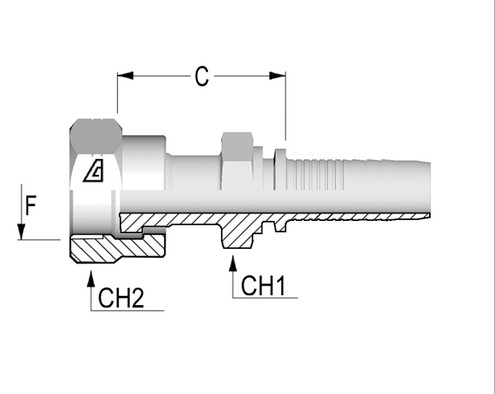Alfagomma H1222411-0404 ORFS Female, Double Hex, 1/4", 6.4 mm