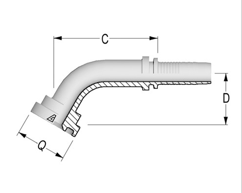 Alfagomma H1243360-2020 60 Deg O-Ring Flange SAE J518 Code 61 Solid Bent Tube, 1 1/4", 31.8 mm