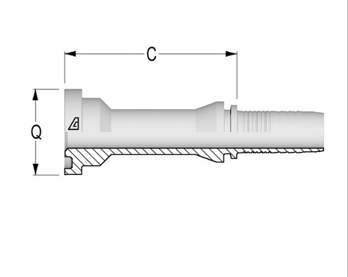Alfagomma H1244110-1010 Komatsu Straight Solid One-Piece O-Ring Flange, 0.63", 15.9 mm