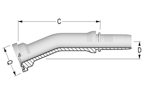Alfagomma H1243330-2024 30 Deg O-Ring Flange SAE J518 Code 61 Solid Bent Tube, 1 1/4", 31.8 mm