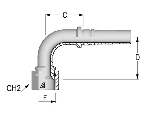 H1422592-2020 90 Deg JIC Swivel Female 37 Deg Seat Solid Bent Tube Interlock, 1 1/4", 31.8 mm