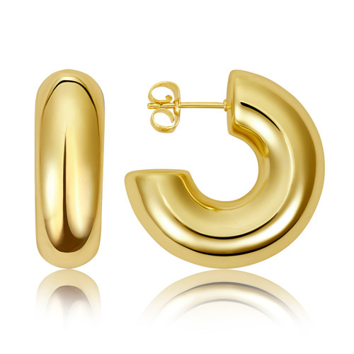 hypoallergenic chunky circle open hoop earrings gold