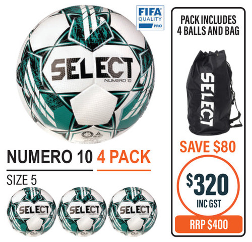 NUMERO 10 WHT/GREEN(FIFA BASIC) 4 BALL PACK