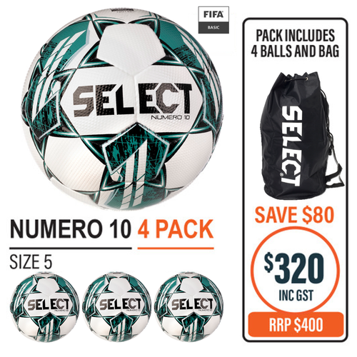 NUMERO 10 WHITE/GREEN  (FIFA BASIC) 4 BALL PACK