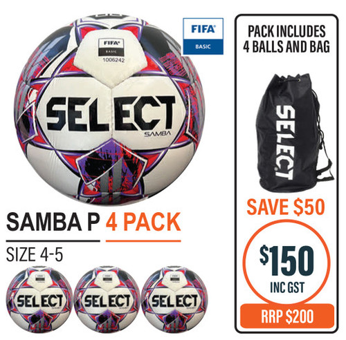 SAMBA WHT/PURPLE (FIFA BASIC) 4 BALL PACK 