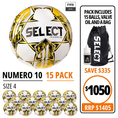 NUMERO 10 WHT/YELLOW (FIFA BASIC) 15 BALL PACK