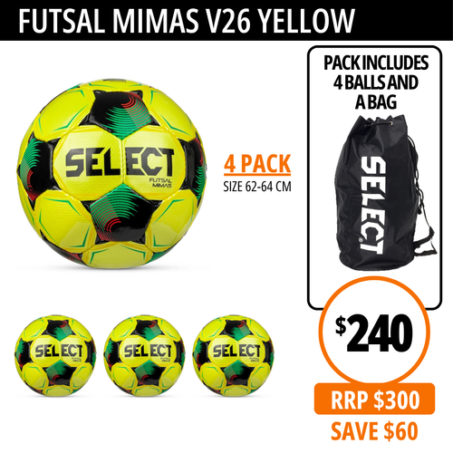 FUTSAL MIMAS V26 YELLOW 4 PACK 