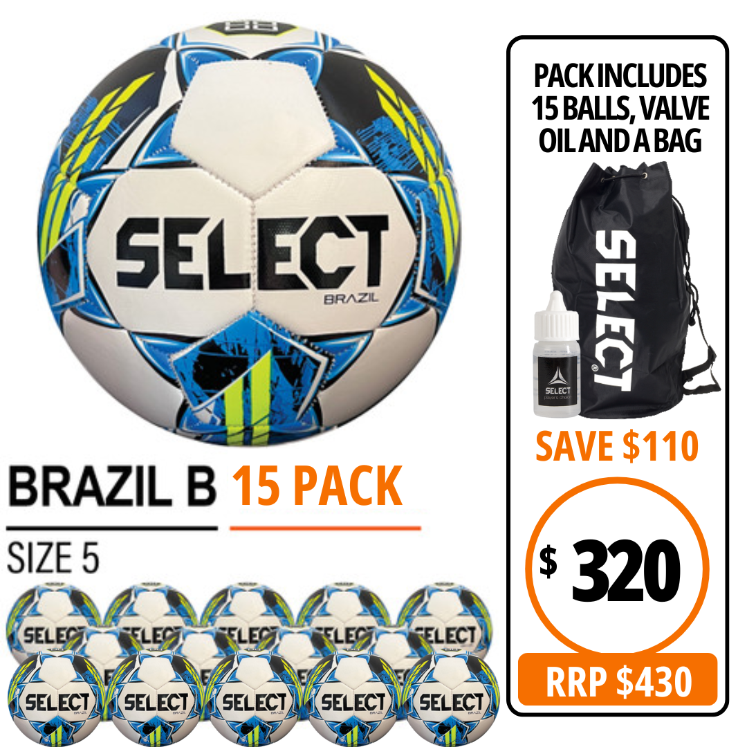 BRAZIL 5 WHT/BLUE 15 BALL PACK - Select Football (Evolution Sports ...