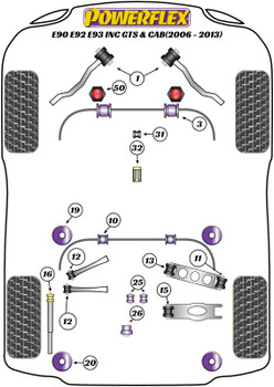 BMW 3 Series E90, E91, E92 & E93 (2005-2013) E9* M3 inc GTS & Cab Powerflex diagram - Reference 32